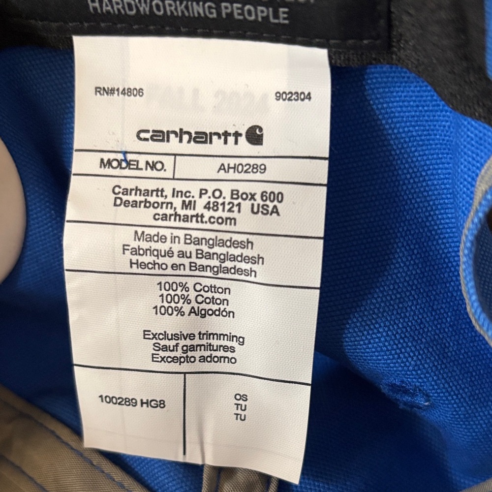 Carhartt Bright Blue Canvas Cap with Leather Logo Patch 100% Cotton Hardworking - Picture 5 of 6